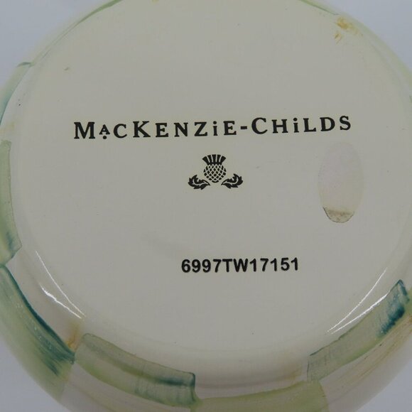 Mackenzie Childs Parchment Check Creamer Enamel Coffee Barware Checkered Used - Picture 7 of 9